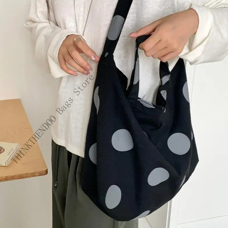 D0LF Stylish Dot Crossbody Bag For Women Trendy Summer Shoulder Purse Spacious Interior Practical Polyester 251029