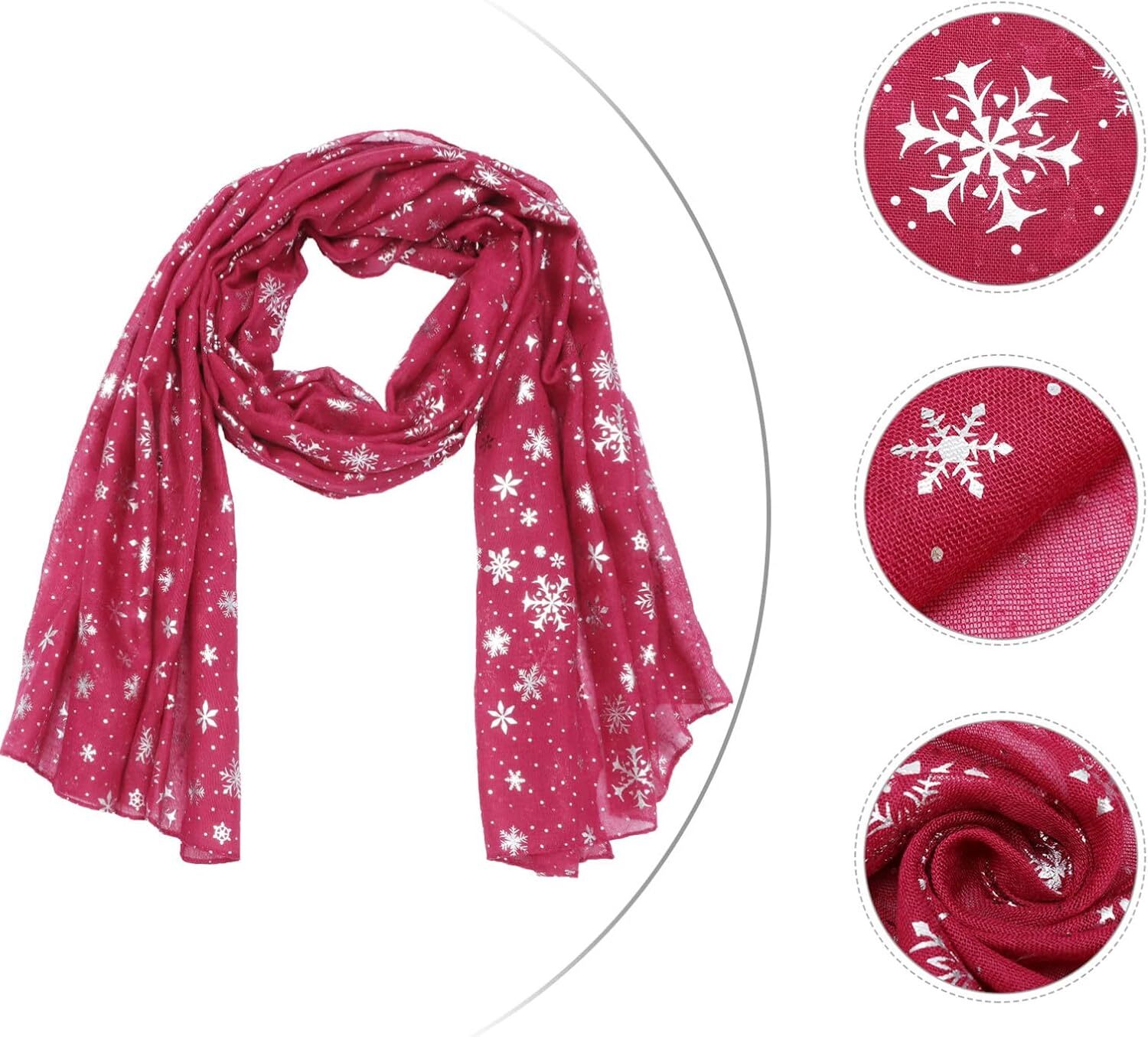 Custom Snowflake Sheer Lightweight Winter Xmas Collection Scarf Holiday Decorative Scarves for Women Ladies Black