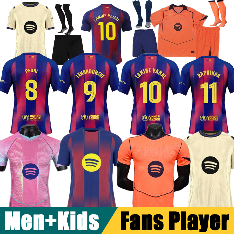 24 25 26 LAMINE YAMAL PEDRI GAVI Soccer Jersey LEWANDOWSKI FERRAN Camiseta De Football Shirt AUBA JOAO CANCELO F. DE JONG 2025 2026 ANSU FATI Football JOAO FELIX Men Kids