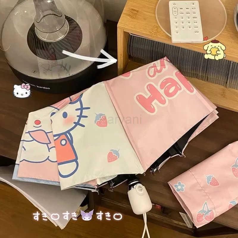 Sanrio Hellokitty Kuromi UV Protection Sunshade Umbrella for Girls Sunny Rain Hellokitty Cat Design Girls Birthday Gift L251029