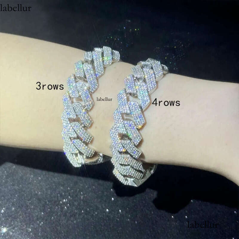 pass tester bracelets sterling sier GRA VVS D Moissanite Cuban link Chain Fine Jewelry Bracelet
