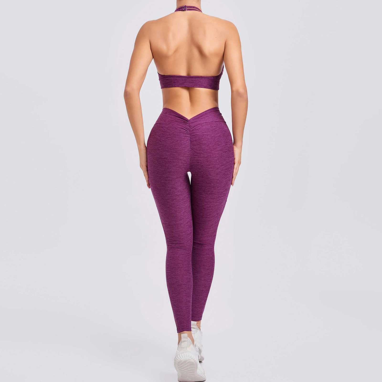 Adjustable Backless Bra Back V Butt Suit Yoga Women Fitness Workout Gym Running Scrunch Leggings Push Up Sportswear Sports SetXJ251029