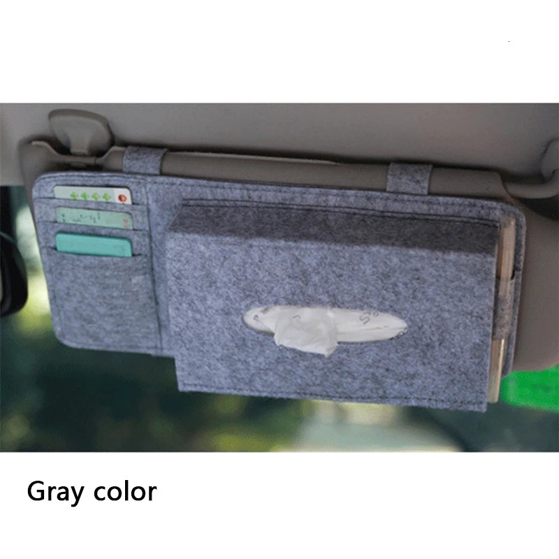 KKJOY Creative Car Sunshade Tissue Box Paper Towel Bag Multi Function Felt Car Hanging Seat Car Interior Storage Box Supplies 251029