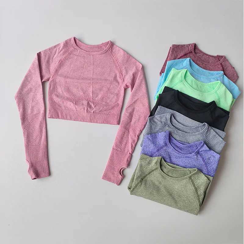 Womens Shirt Seamless Crop Top Fitness Shirts Long Sleeve Sports Top Woman Yoga Tops Activewear With Thumb Hole SportswearXJ251029