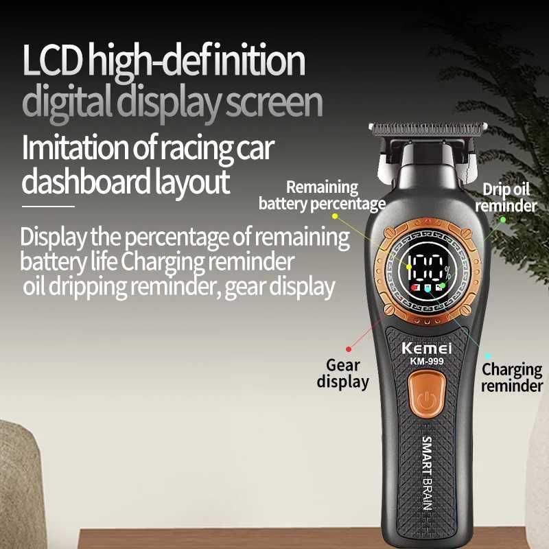 Kemei 999 Electric Hair Cut Machine Digital Display Hair Clipper Professional Cordless Precision Adjustment Trimmer Shaver Hair M251029
