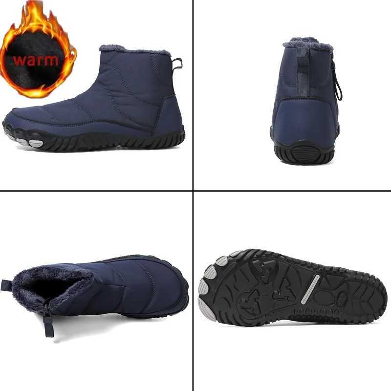 Women Men Barefoot Snow Boots Waterproof Warm Fur Shoes Non Slip Ankle Boots Comfort Zipper Cotton Boots Men Outdoor Work Shoes Z251029