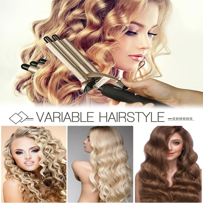 Quick Heating Ceramic 2 Temperature Controlled Curling iron Portable PTC heating 5 buckets of wave curling iron 251029