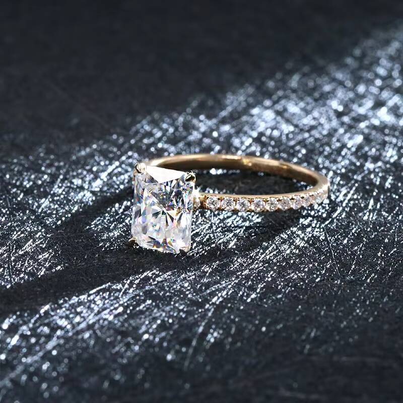 18K Gold Jewelry Engagement Rings 14K Solid Gold Ring 3 Carats Radiant Cut Moissanite Diamond Ring for Wedding