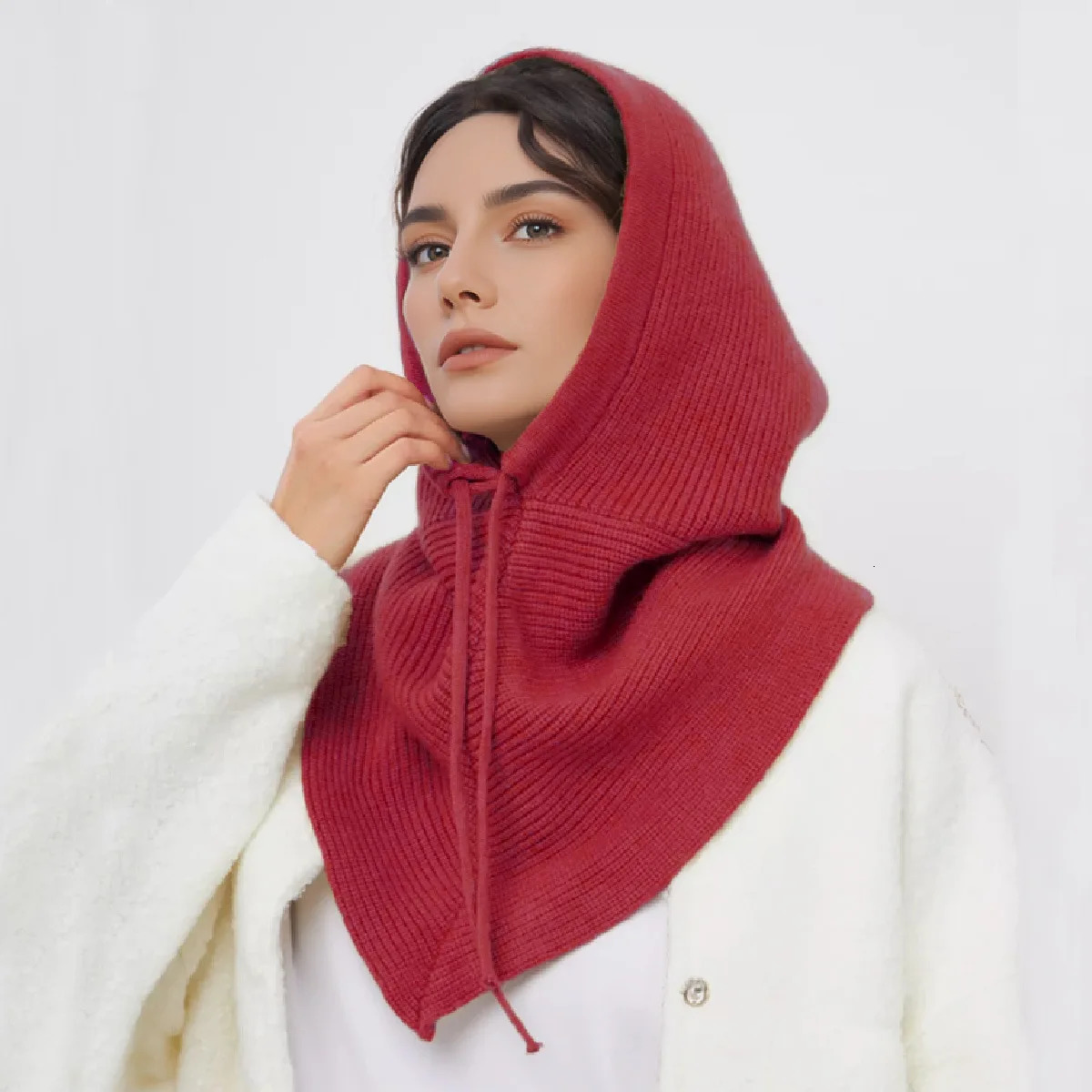 Winter Balaclava Hat Scarf for Women Knitted Hooded Caps Outdoor Warm OnePiece Neck Collar Beanies Hats Girls 251013