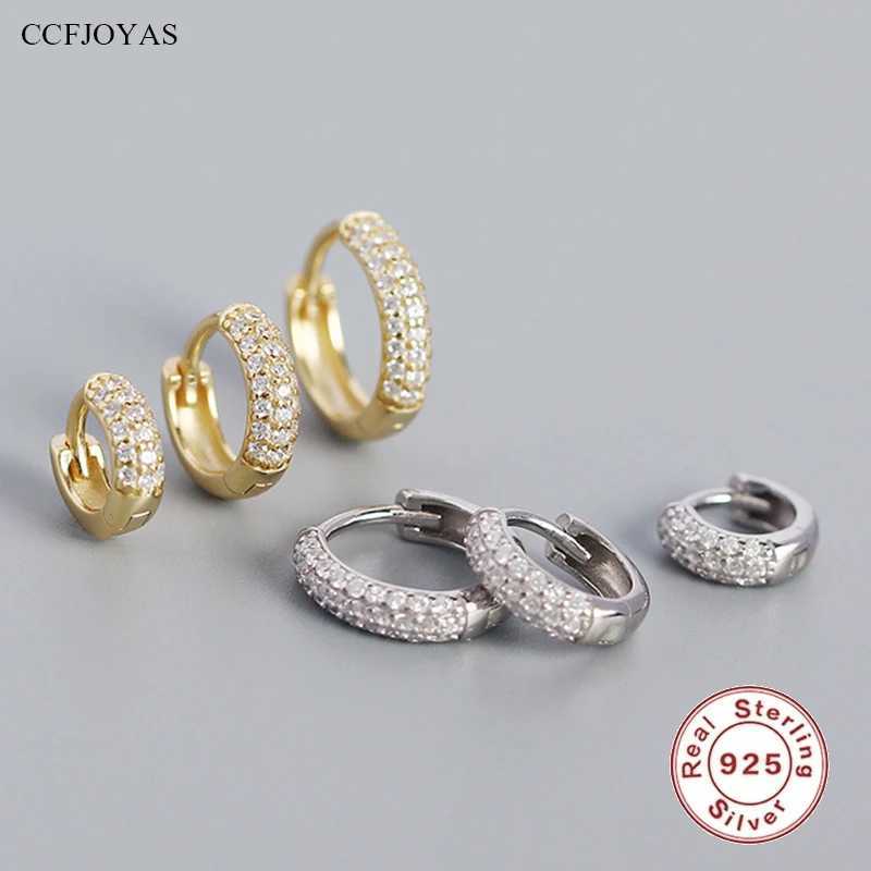 CCFJOYAS 925 Sterling Silver Pave Zircon Hoop Earrings 18k Gold Plated Ear Buckle Light Luxury Wedding Party Fine JewelryW251029