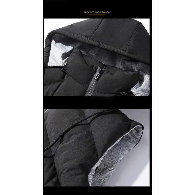 Mens Down Cotton Vest Plus Size Hooded Jacket Youth Slims Smooths Silhouette Warm Cotton Thickened Detachable Hat Vest Coat W251029