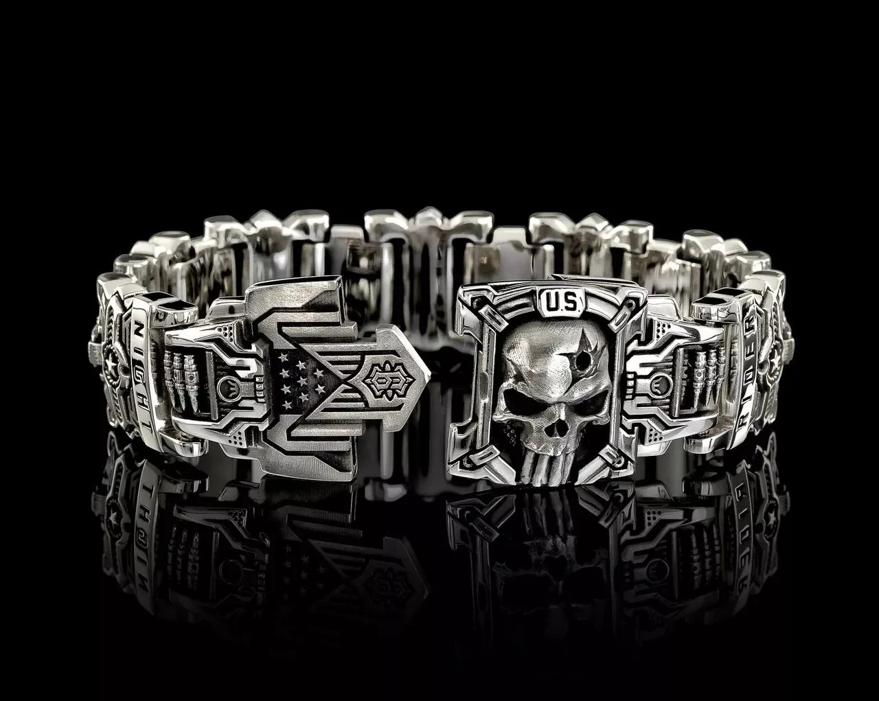 Vintage Charm Skull Bracelet S925 Silver Punk Hip Hop Rider Bracelet for Men Boy Gift High Quality US Street Motorcycle Jewelry 251028