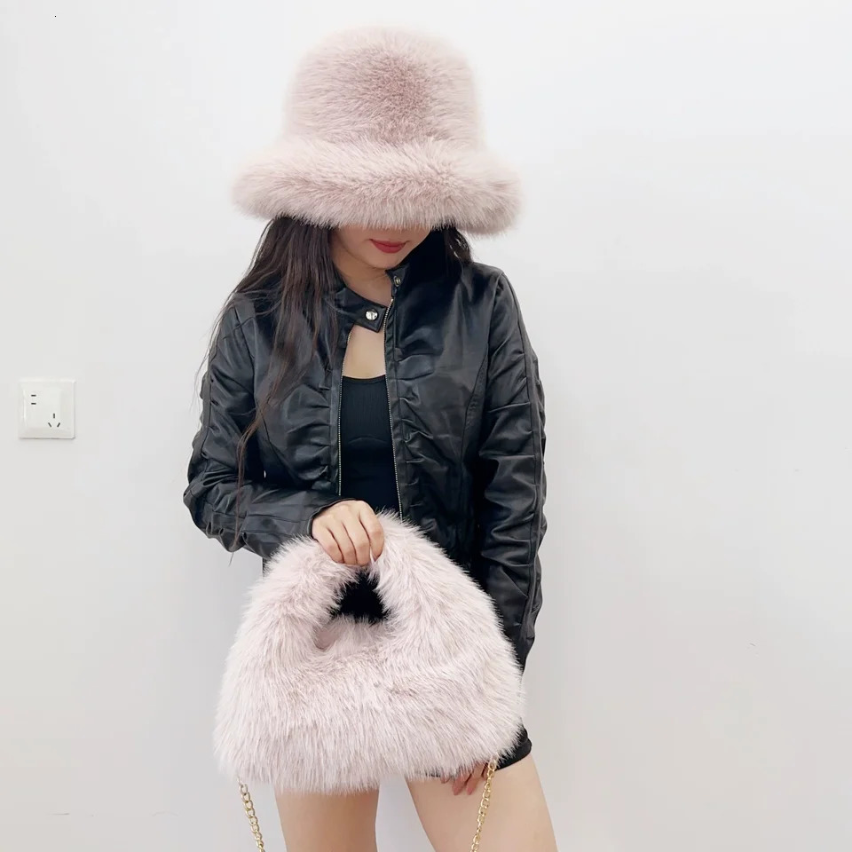 Y2K Autumn and Winter Womens Hats Bags Faux Fur Bucket Hat Cow Printed Plush Warm Holiday 251013