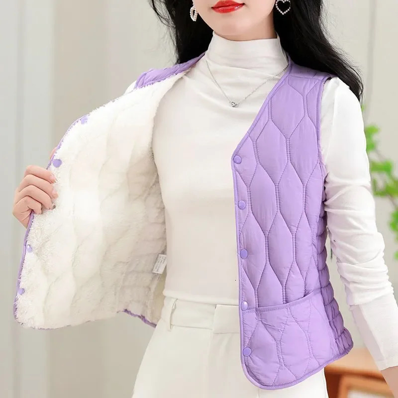 Autumn Down Cotton Solid Color Vneck Sleeveless Vest With Lightweight Warm And Slim Fit Comfortable Versatile Base Vests 251029