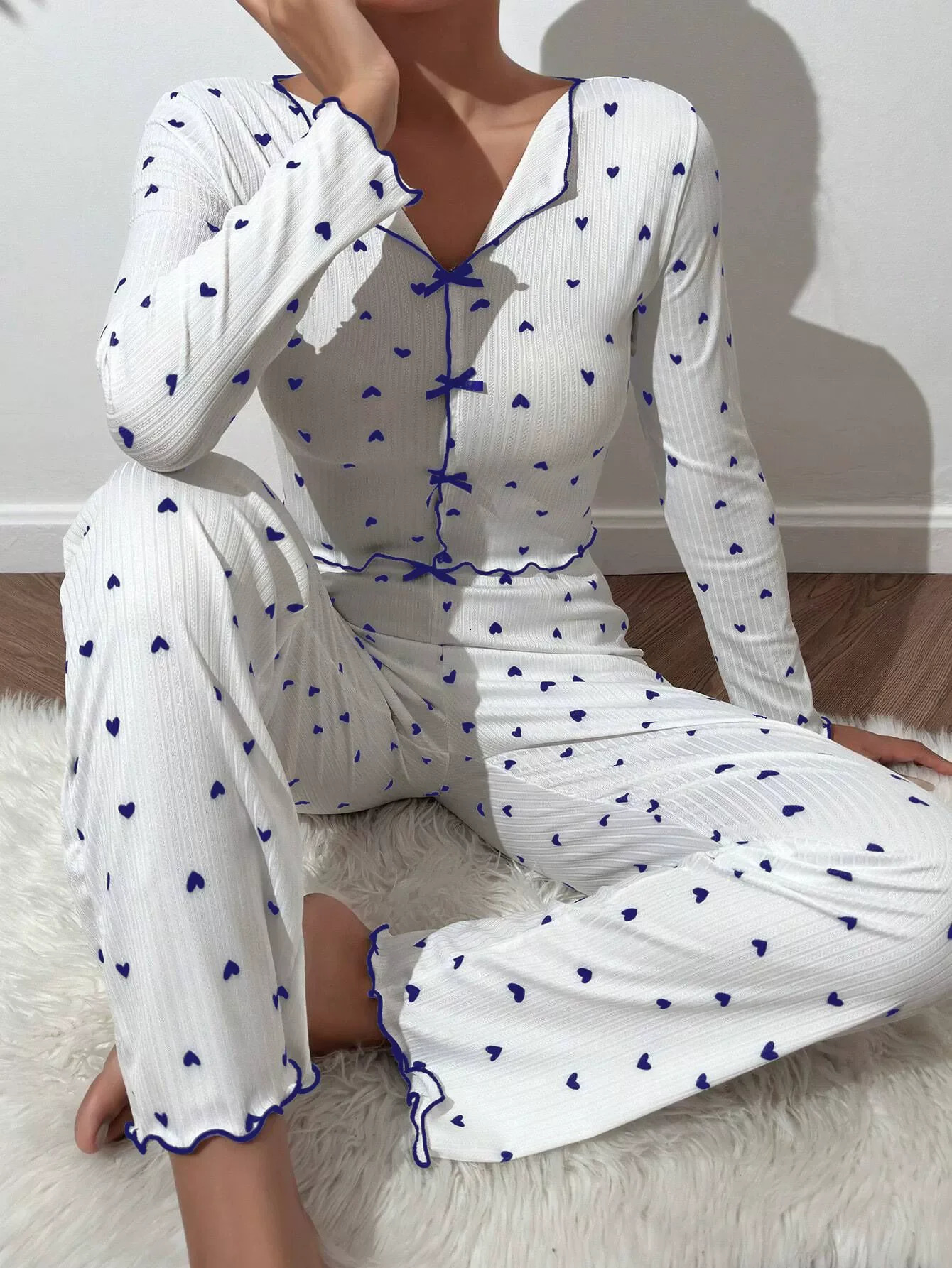 Spring Autumn Pajamas Sets for Women Long Sleeve Tops Pants 2 Piece Set Home Suit Night Wear Sleepwear Pijamas 251029