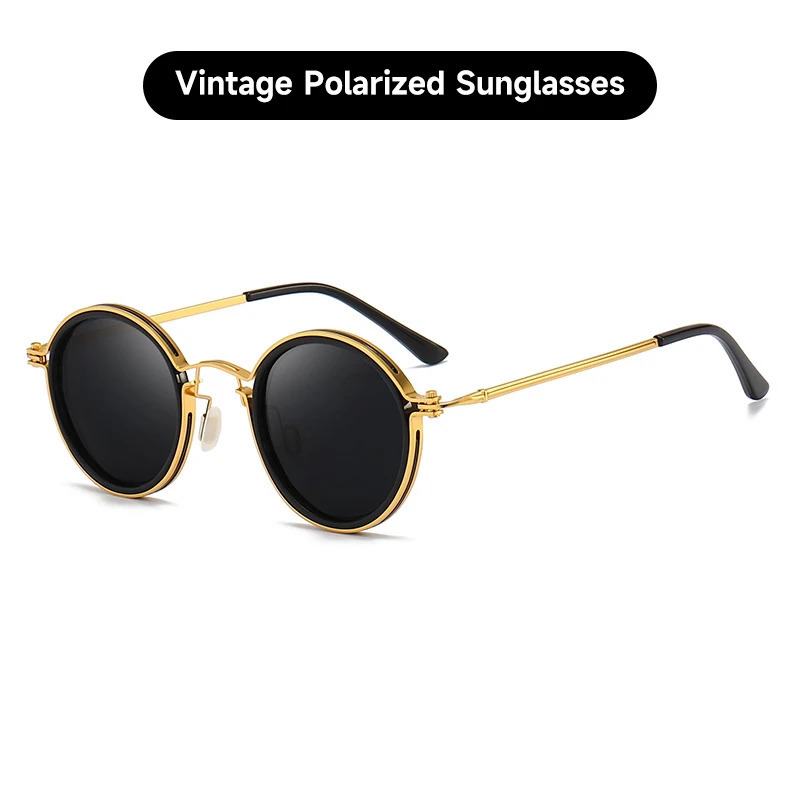 Vintage Polarized Sunglasses Men Round Retro UV400 Sun Glasses High Quality Alloy Eyewear Driving Fishing Sunglass 251013