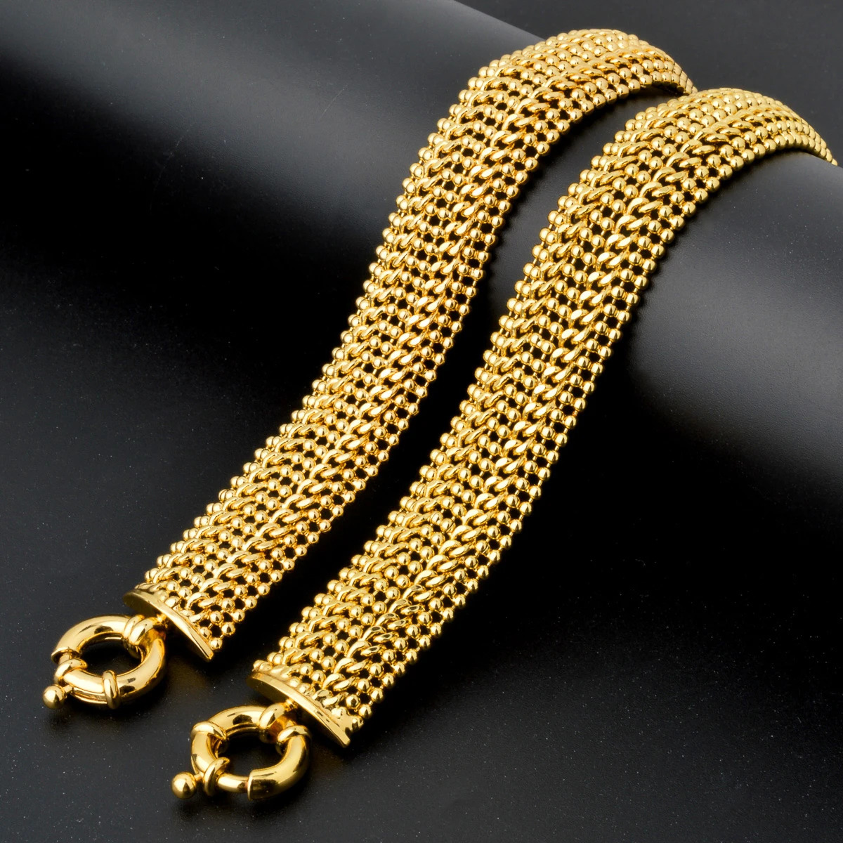 18MM Wide Copper Link Chain Bracelets for Unisex 18K Gold Plated Wristband Miami Curb Bangle Punk Hip Hop Jewellery Party Gift 251028