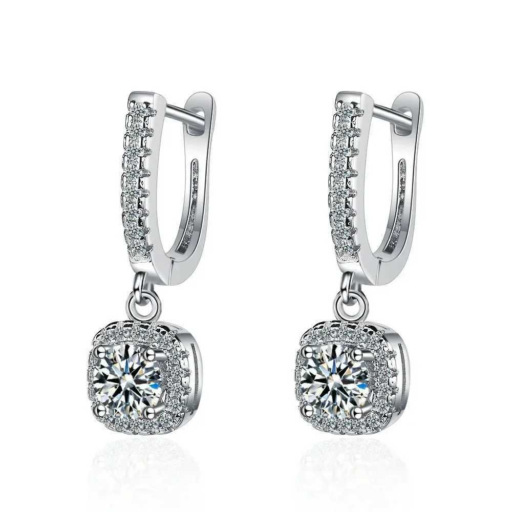 2 Carat Moissanite Womens Hug Hoop Earrings Rhinestone 925 Sterling Silver Delicate Hoop Drop Earrings High JewelryW251029