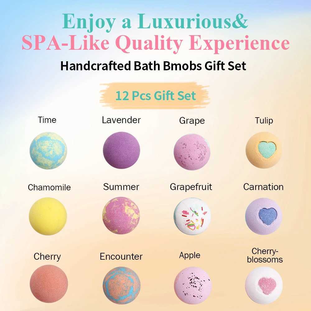 Bath Bombs Gift Set 12Pack Handmade Natural Organic Ingredients Spa Relaxing Gifts for Women Men Aromatherapy Bubble Bat L251029