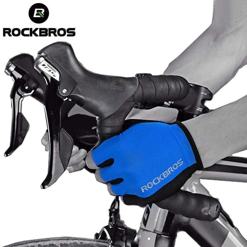 ROCKBROS Half Finger Cycling Gloves Breathable Shockproof MTB Mountain Bike Gloves Mens Outdoor Bicycle Riding Mittens J251029