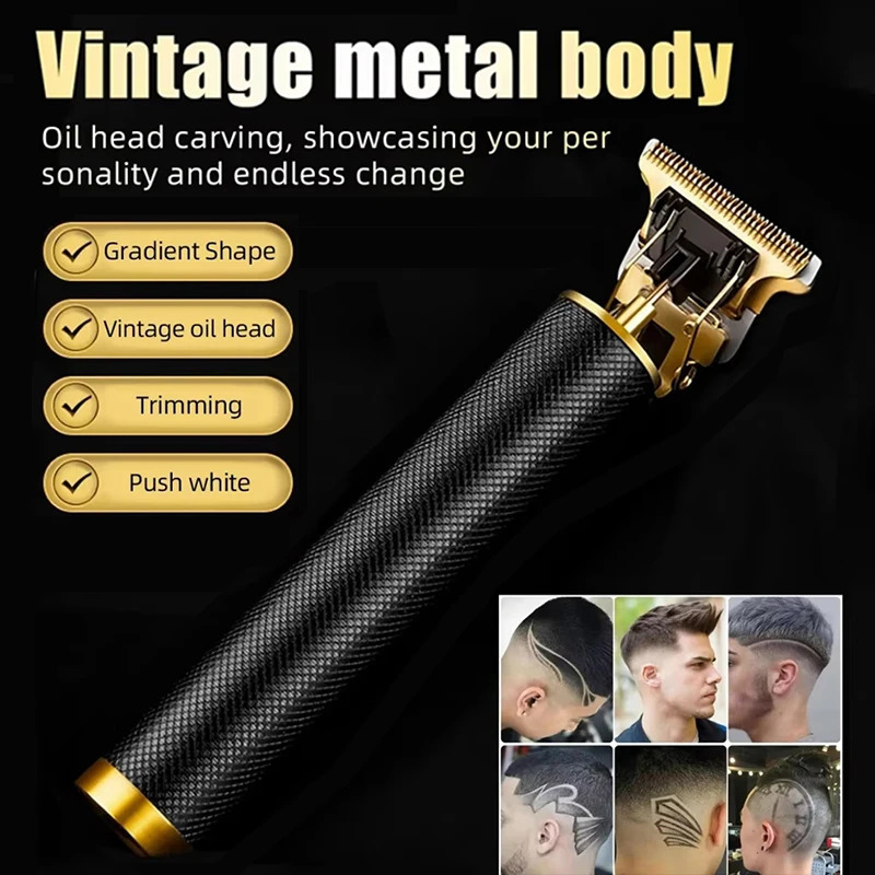 T9 Vintage Hair Trimmer Cordless Electric Hair Cutting Machine Portable Shaver Barber USB Fast Charging Hair Clipper For Hairdre 251029