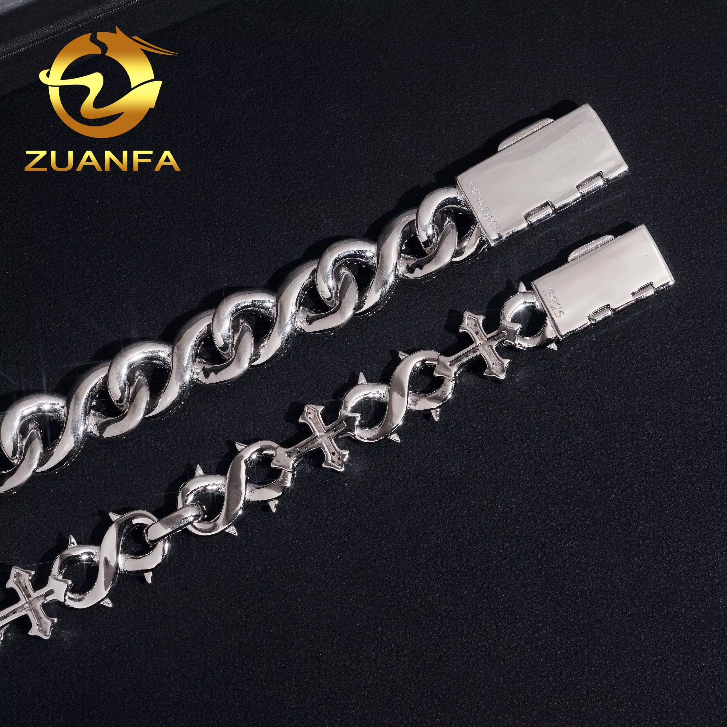 GRA Certified Moissanite Hip Hop Jewelry 13mm Iced Out Moissanite Cuban Link Bracelet 925 Silver Lab Moissanite Bracelet