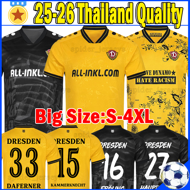 XXXL 4XL 25 26 SG Dynamo Dresden Soccer Jerseys DAFERNER KAMMERKNECHT HAUPTMANN 2025 2026 FROLING BUNNING BOEDER KUTSCHKE FROLING Football Shirts Men Uniforms