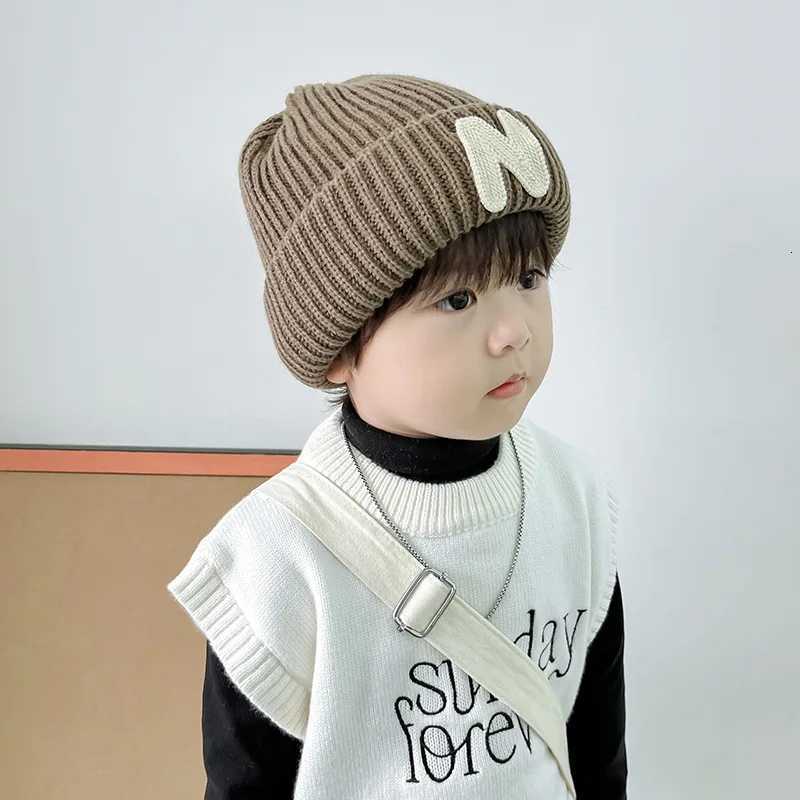 Winter Warm Children Scarf Knitted Hat Solid Color Woolen Pullover Cap 16year Boys Girls Kids Neckerchief NLetter Baby Beanies251028