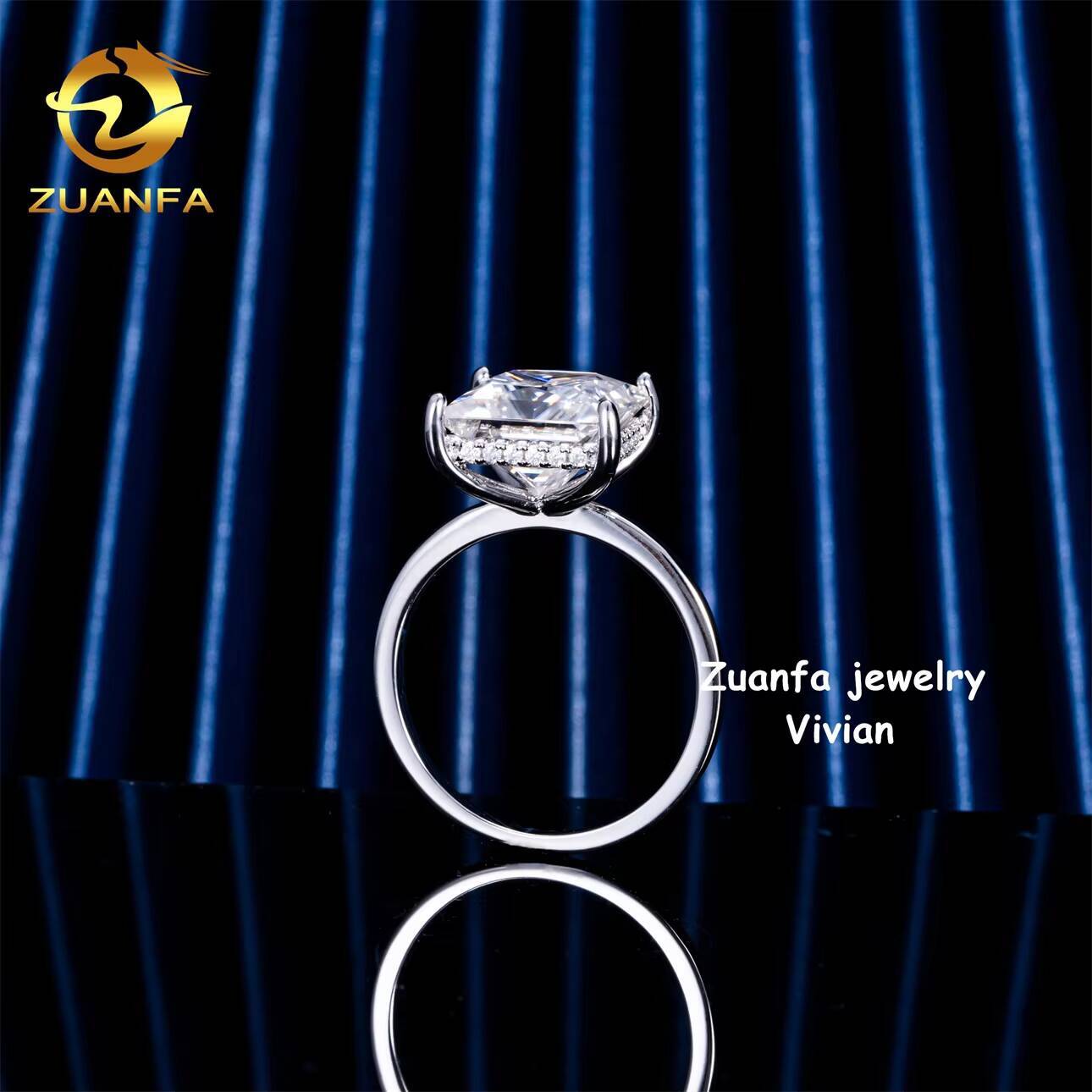 Silver 925 GRA Certification D Color VVS Moissanite Diamond Luxury Fashion Pass Diamond Tester Women Wedding Rings