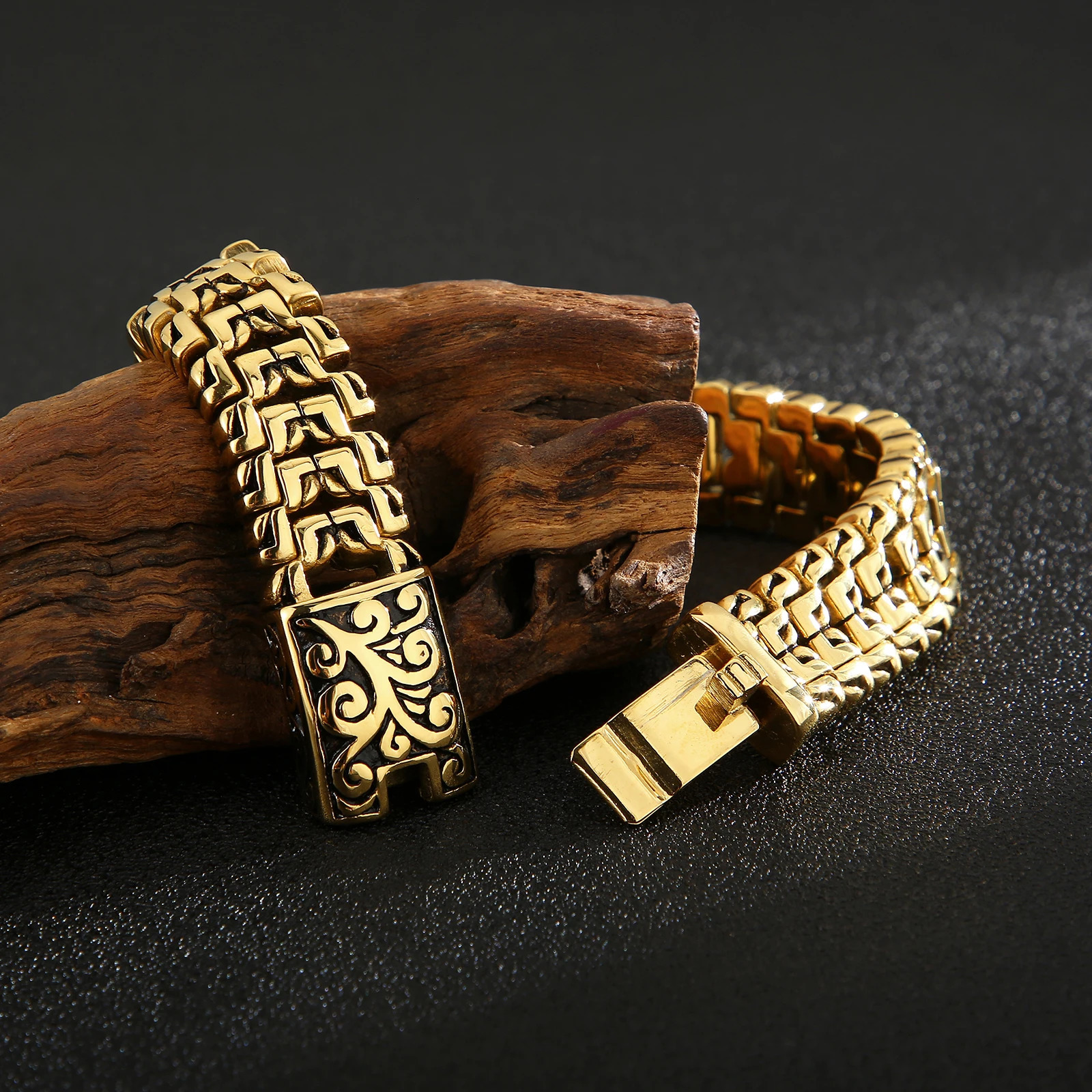 Fongten Rotre Totem Bracelets For Men Stainless Steel Wristband Charm Men Bracelet Bangles Hip Hop Gold Color Jewelry Wholesale 251028