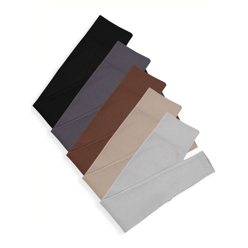 5-Pack Women'S High-Waisted Seamless Yoga Leggings, Thickened Nylon Knit, Solid Color, Stretchy, Non-Waterproof, Long Length, Basic Style with 36