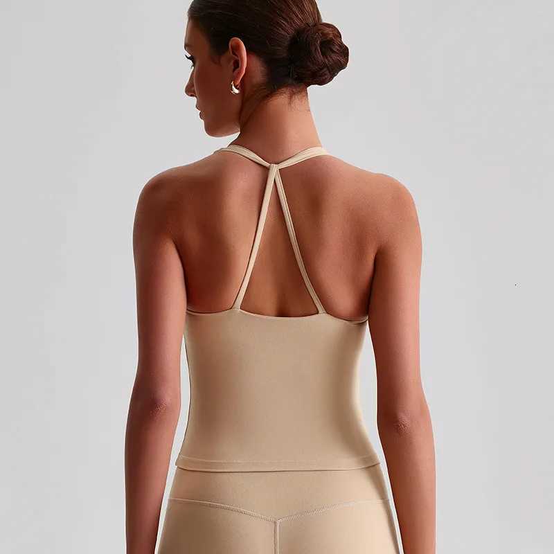 Solid Color Sports Tank Top Women Fitness Bra TightsCross Back Gym Clothe Underwear Yoga Vest High impact shockproof Chest PadXJ251029