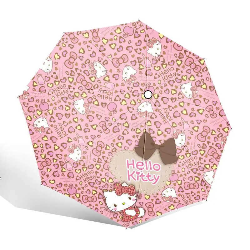 Sanrio Sanrio Hello Kitty Leopard Print Convenient Umbrella Kawaii Anime Sunscreen Uv Protection Sunshine and Rain Foldable Umbrella L251029