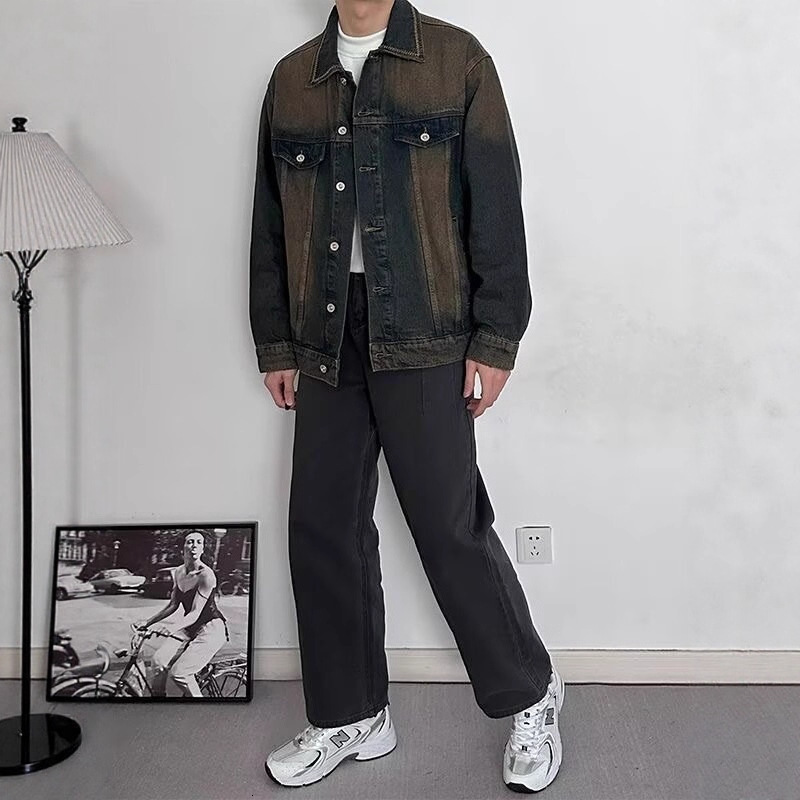American Style Denim Jacket For Designer Jacket Men Spring And Autumn New Trendy Brand High-end Feel Washed And Distressed Loose Casual Versatile Coat