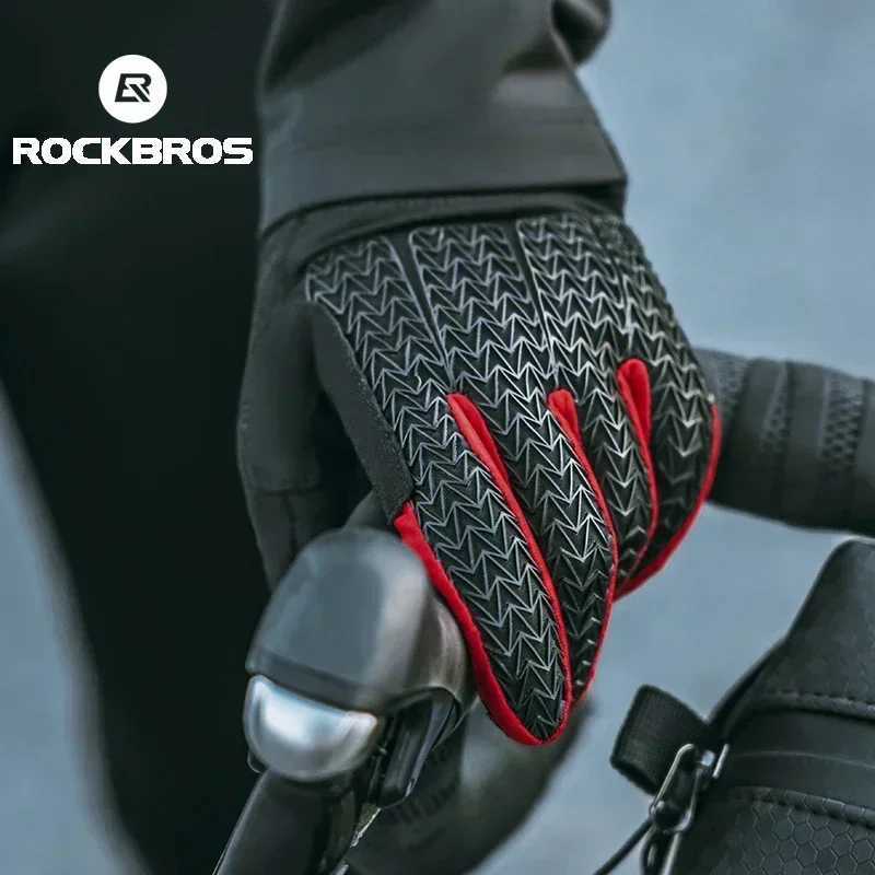 ROCKBROS Windproof Cycling Gloves Touch Screen Riding MTB Bike Bicycle Gloves Thermal Warm Motorcycle Winter Autumn Bike Gloves J2510291