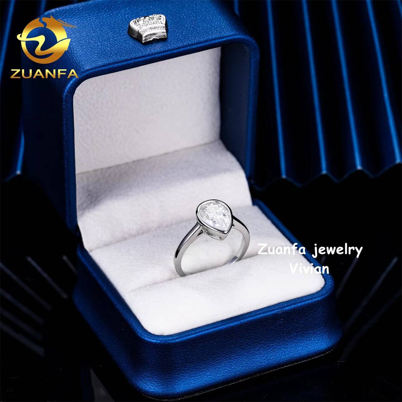 Sterling Silver 925 GRA Certificated VVS Moissanite Diamond Iced Out Women Wedding Rings Pass Diamond Tester