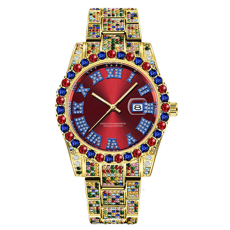 Hip-Hop Water Ghost Diamond-Studded Starry Sky Calendar Quartz Watch