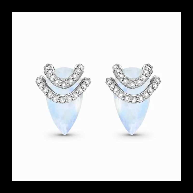 Japanese and Korean Ins Sterling Silver S925 Water Drop Moonstone Stud Earrings Female Niche Design Sense Light Luxury ExquisiteW251029