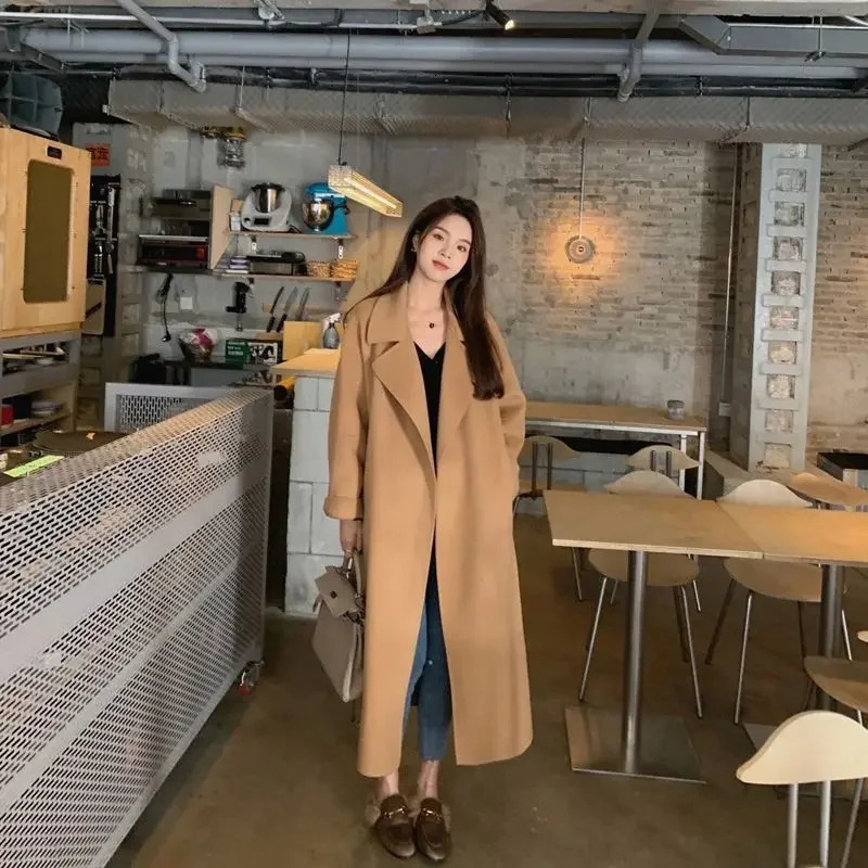 Plus Size Of The Season Womens Woolen Coat Medium Length Versatile Small Size Tweed Outerwear Autumn Winter Fas 251029