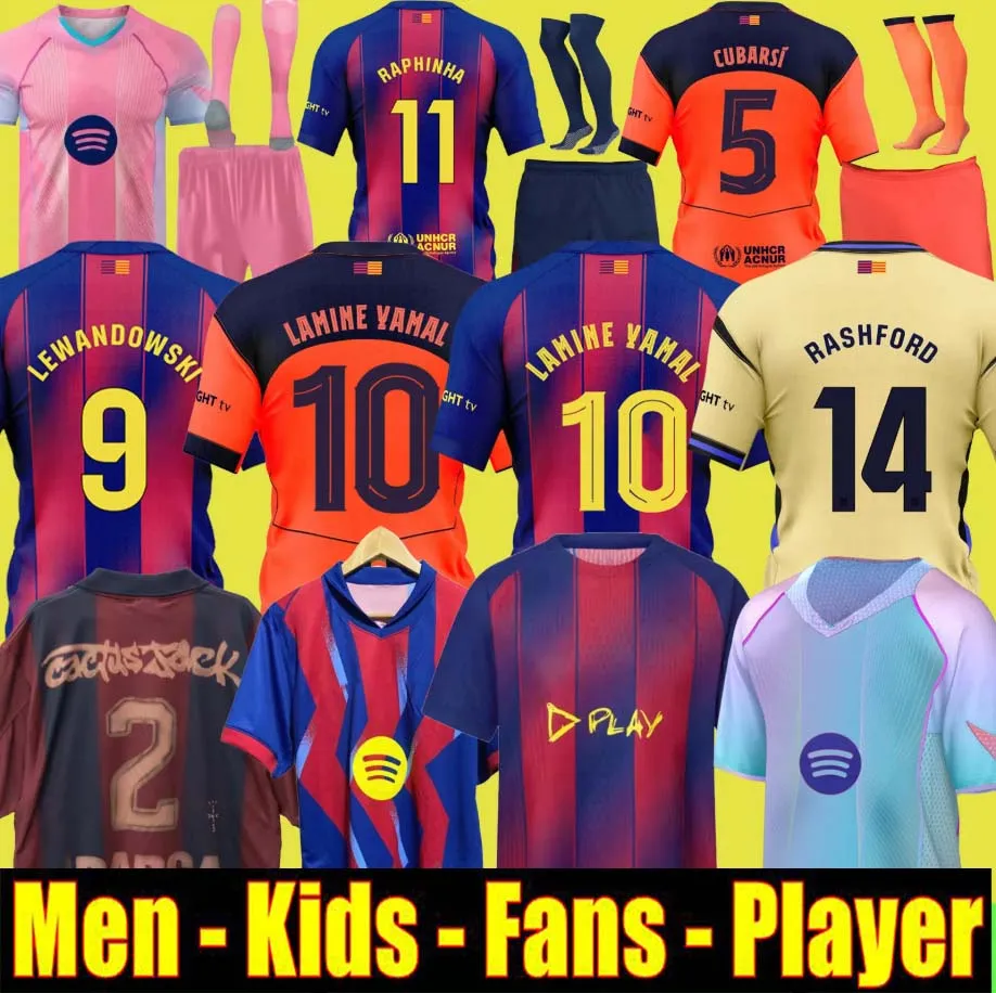 25 26 soccer jerseys Rashford LAMINE YAMAL barcalonas LEWANDOWSKI PEDRI RAPHINHA football shirts kids kit maillot de foot camiseta barcelone Fermin BALDE Children