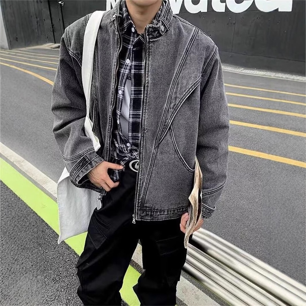 American High Street High-end Design Patchwork Workwear Denim Jacket Designer Jacket For Men Loose Versatile Casual Jacket
