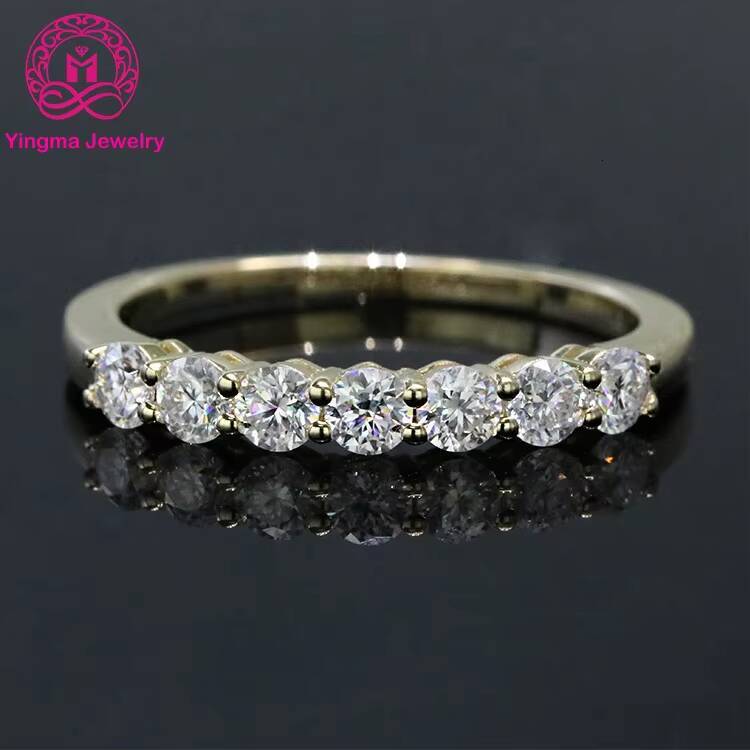 Custom Pure 18K 14K 10K 9K Real Yellow Gold Engagement Band Ring Round Brillant Cut D VVS1 Moissanite Wedding Ring for Women