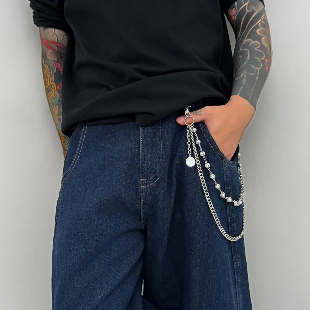 Personality Tassel Pearl Waist Chain Zinc Alloy Gothic Tassel Jeans Chain Hip Hop Bag Chain Punk Belt Chain Jeans 251021