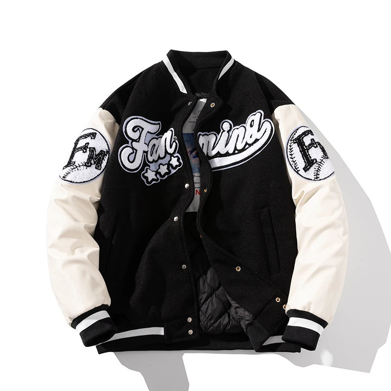 Winter Letter Baseball Jacket Men Women American Varsity Thick Warm Patchwork Hip Hop Coat Button Leather Sleeve Flocking 251028