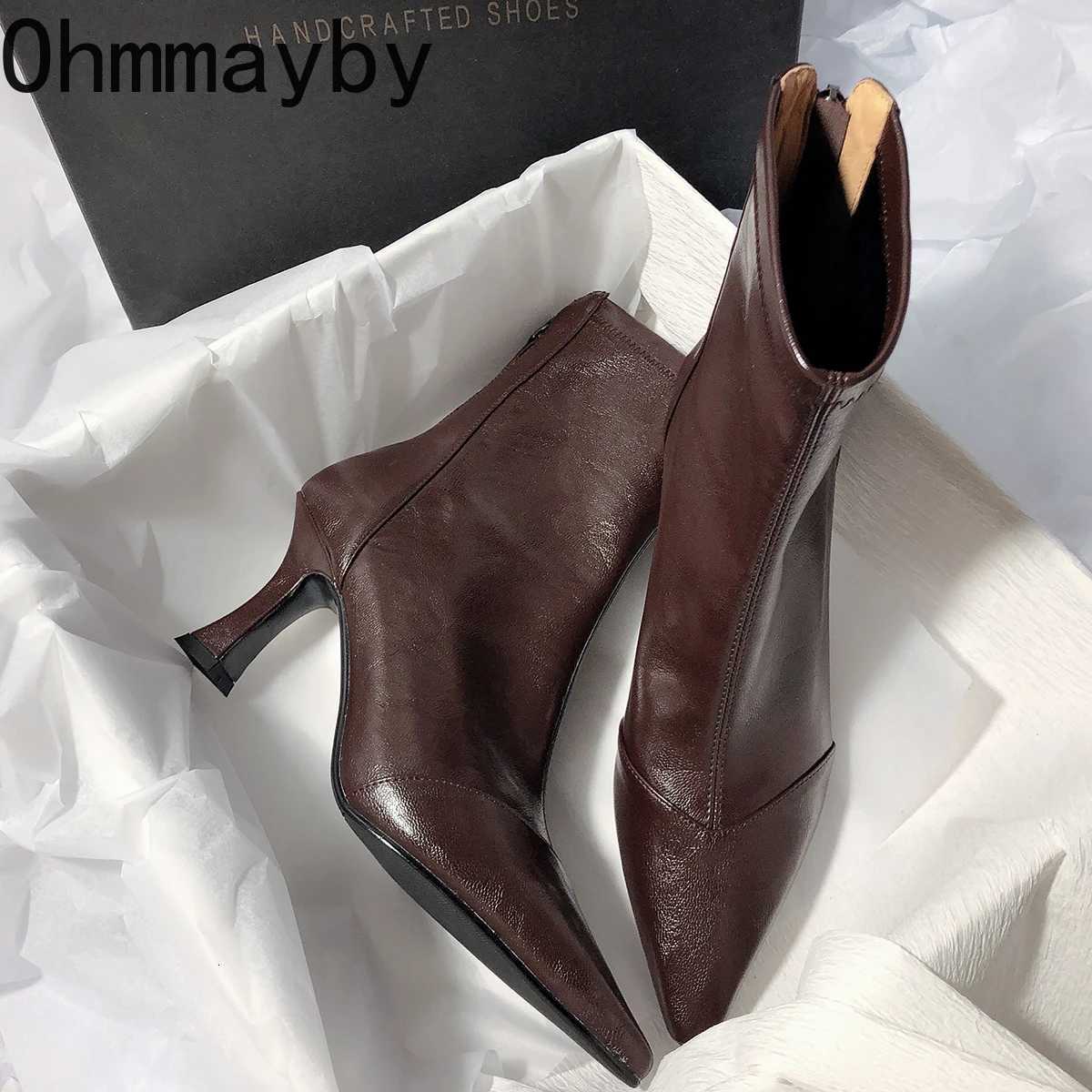 Autumn Vintage Pointed Toe Women Ankle Boots Fashion Soft Leather Ladies Elegant High Heel Short Botas Zapatos De Mujer Z251029