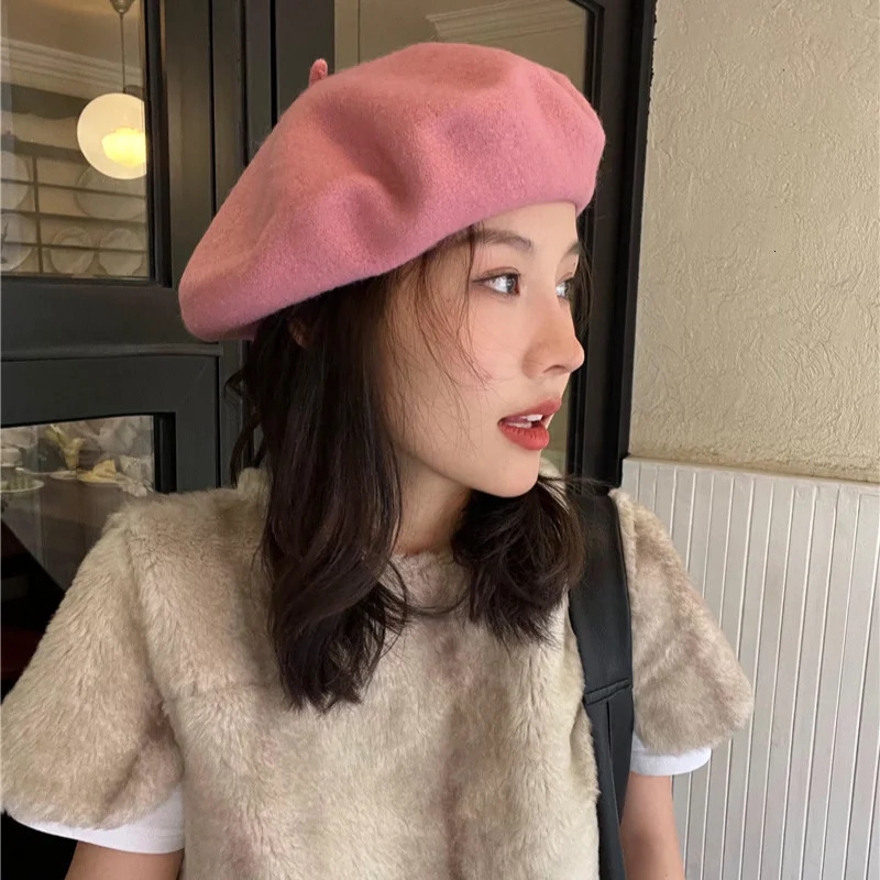 Women Wool Berets French Artist Style Warm Winter Beanie Hat Retro Plain Beret Solid Color Elegant Lady All Matched Autumn Caps 251029