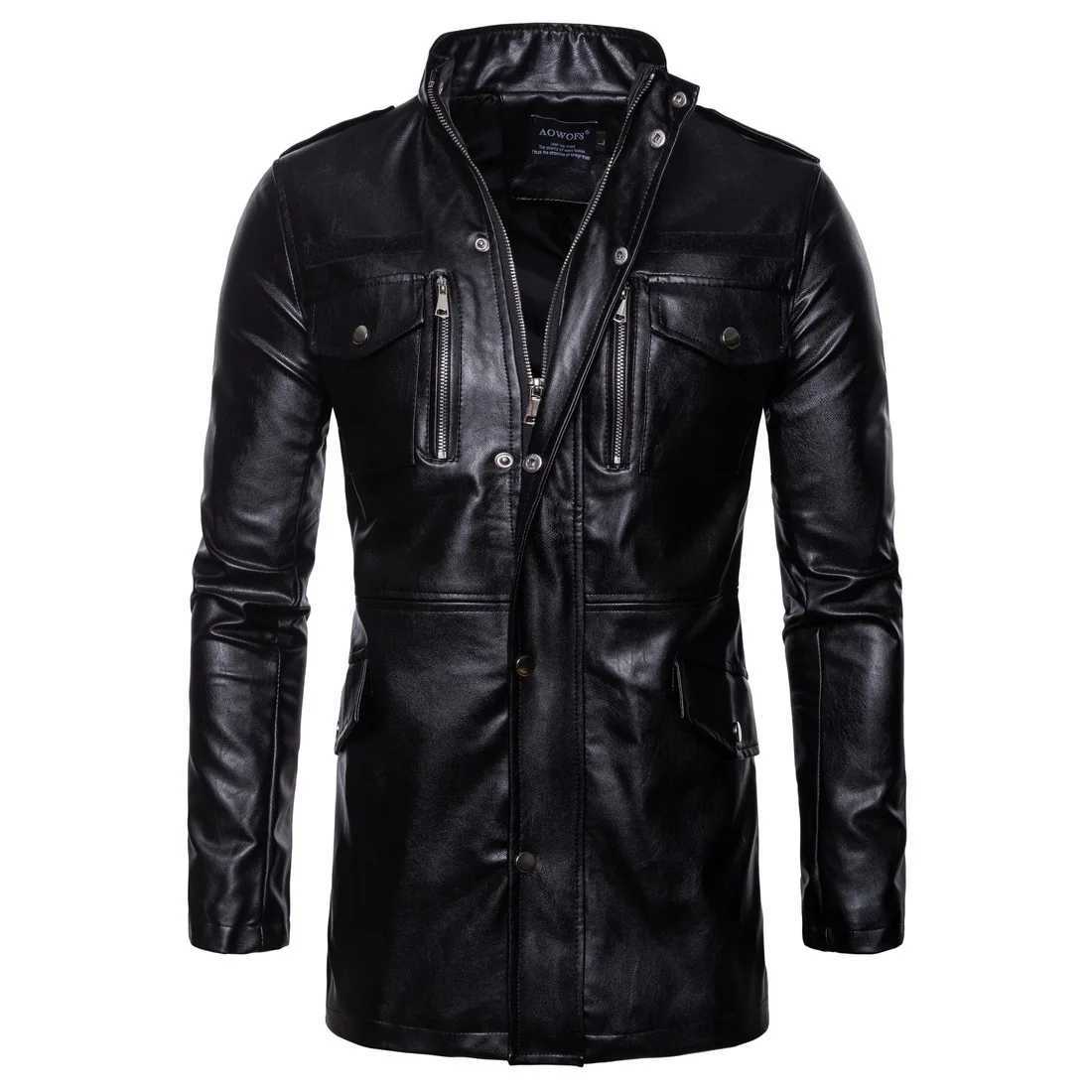 New Mens Leather Jacket Plus Size Leather Jacket Locomotive Designer Coat Luxury Korean Fashion Street Wear Brand Medium LengthT251029