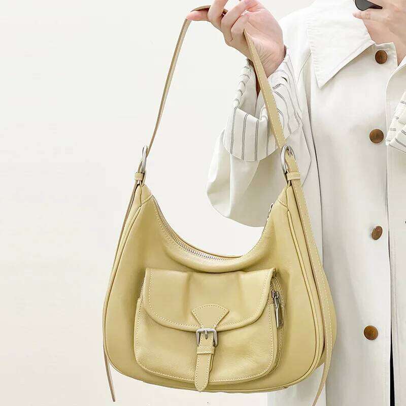 Top Layer Cowhide Vintage Dumpling 2025 New Large Capacity Soft Genuine Leather Fashion Women's One-Shoulder Crossbody Bag Suotong1029