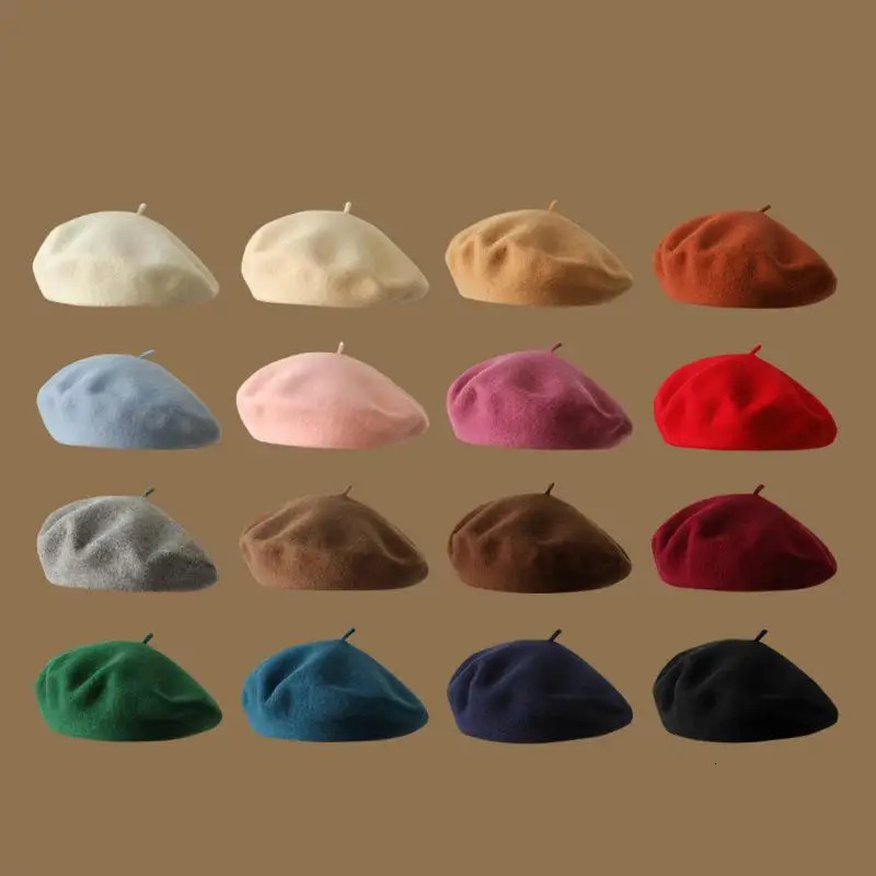 Wool Beret Hat Women French Vintage Painter Cap Girl Solid Female Femme Retro Casual Beanie Mushroom Bonnet 251013