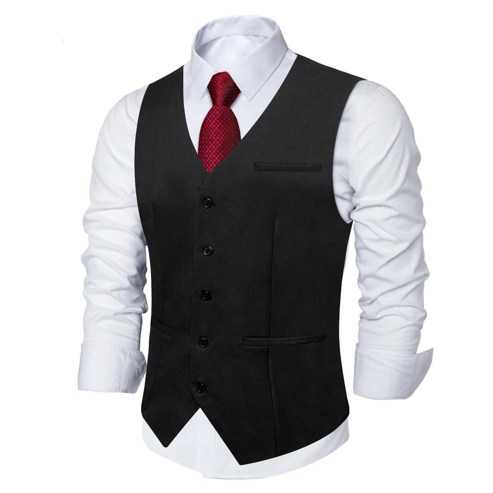 Vneck Solid Black Blue Red Casual Slim Fit Vest Top Casual Sleeveless Waistcoat Gilet Formal Business Jacket W251029